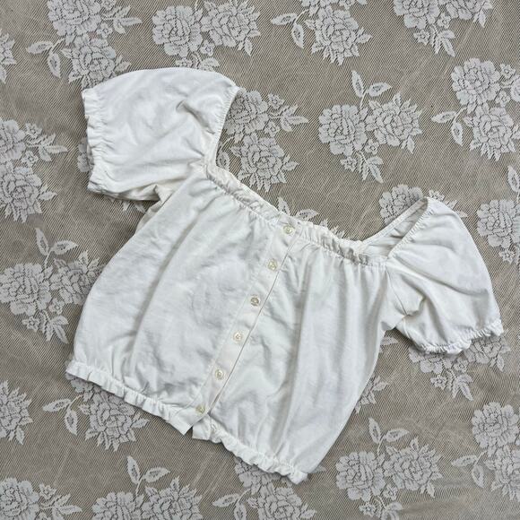 Brandy Melville Tops - Brandy Melville White Puff Sleeve Peasant Blouse